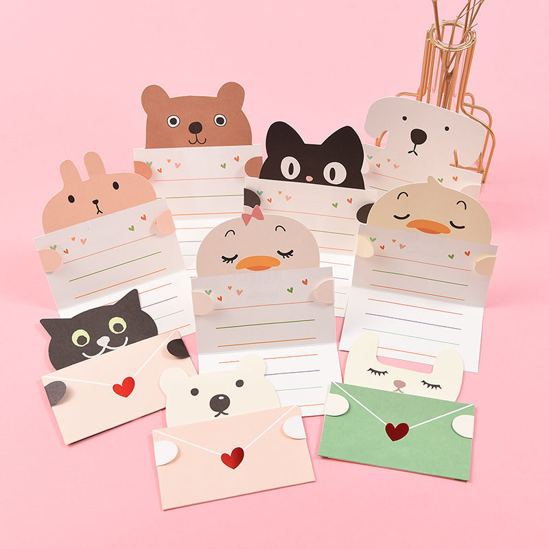 9Pcs 만화 동물 선물 카드 봉투 접힌 인사말 카드  - Wedding Sutra 리뷰 및 가격