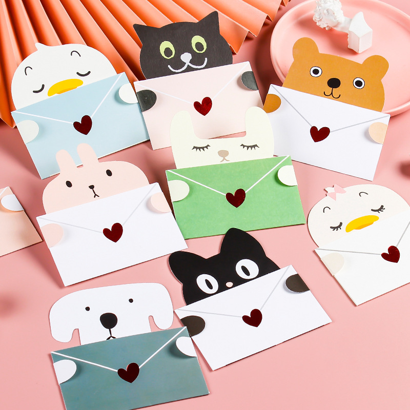 9Pcs 만화 동물 선물 카드 봉투 접힌 인사말 카드  - Wedding Sutra 리뷰 및 가격