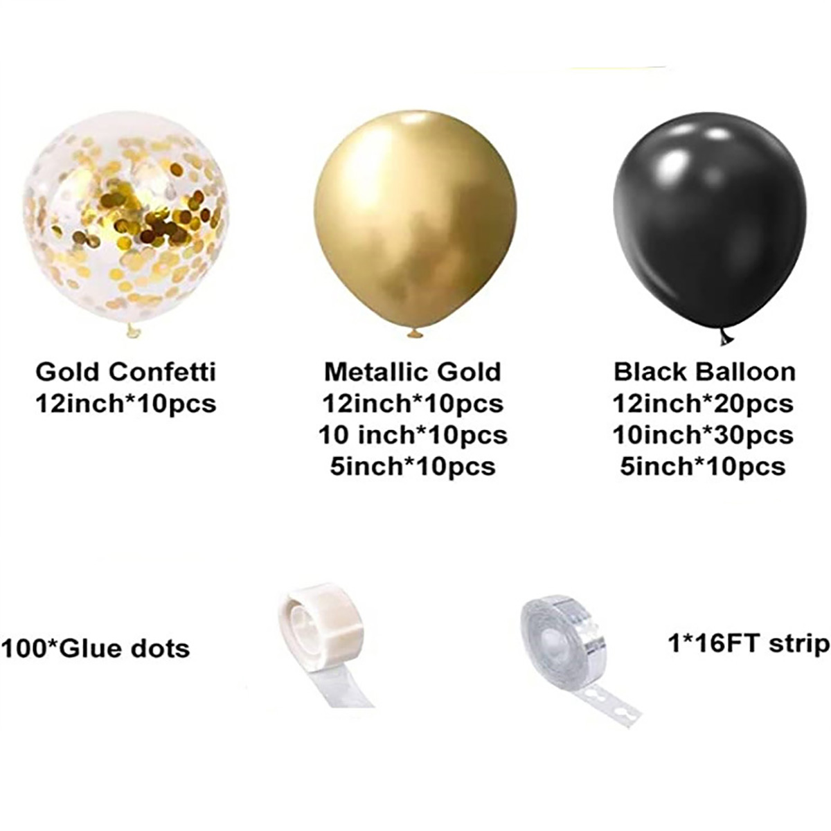102개 블랙 메탈릭 골드 컨페티 라텍스 풍선 가랜드  - Wedding Day Supply Kit 리뷰 및 가격