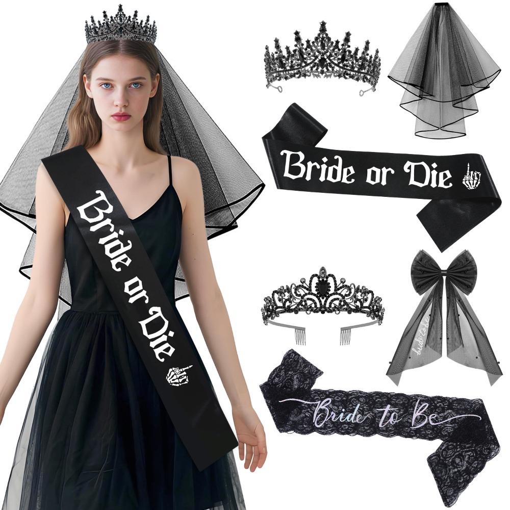 3개 세트 고딕 블랙 처녀 파티 액세서리 브라이드 투  - Bride Tribe Sash 리뷰 및 가격