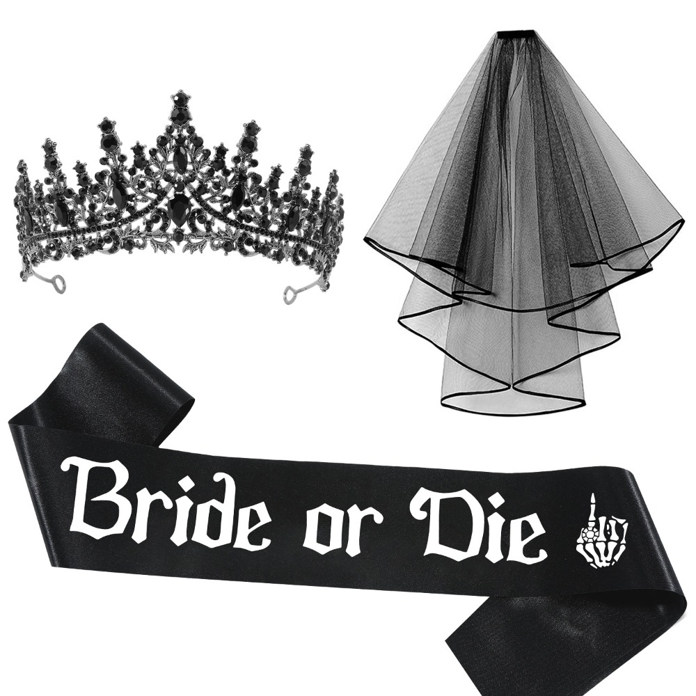 3개 세트 고딕 블랙 처녀 파티 액세서리 브라이드 투  - Bride Tribe Sash 리뷰 및 가격